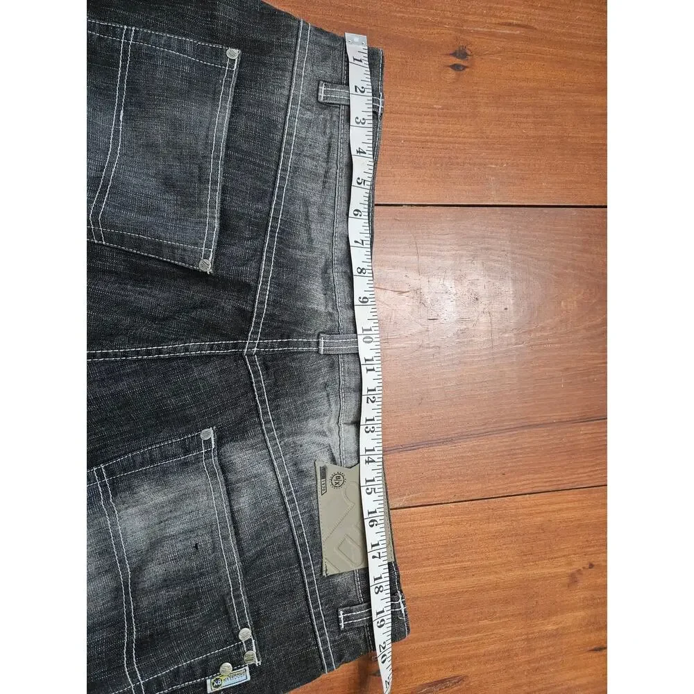 Brooklyn Xpress BX Y2K Baggy Wide Leg Jeans Black Wash Mens 40x34